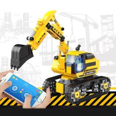 580pcs DIY Technic RC Excavator 2.4GHz Remote Control Tracked Program Engineer Car Blocks Building Model Toys