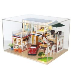 Hoomeda 13842Z Container Home B With Music Cover Light DIY Dollhouse Kit 3D Japanese Style
