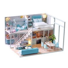 Cuteroom L028 DIY Cottage Poetic Life Handmade Loft Simple Apartment Doll House With Dust Cover Music Motor
