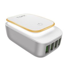 TOPK 4.4A QC3.0 22W LED Light 4 USB Ports Charger EU Adapter for Nokia X6 Xiaomi Mi A2 Pocophone F1