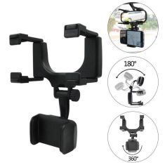 Universal 360 Degree Adjustable Mobile Phone Holder Car Auto Rearview Mirror Mount Cell Phone Holder Bracket Stand for 3-5.5 inch Screen Mobile Phone GPS