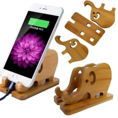 Portable Detachable Natural Bamboo Elephant Phone Holder Bracket for Smart Phone iPhone 11 Samsung Galaxy Note 10