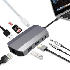 Bakeey 9 In 1 Type C to HDMI USB3.0 RJ45 4K High Speed HUB Adapter For Laptop Tablet Huawei P30 Xiaomi Mi9 S10+ Note 10