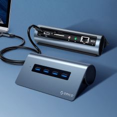 Orico 11 in 1 USB-C Hub Adapter with 4 * USB 3.0 Ports/60W Type-C PD Port/4K HD Video Out Port/RJ45 Internet Port/Microphone/Earphone Port/Memory Card Readers