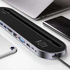 ROCK 12 In 1 Type-C 100W PD Fast Charging Multi-Function Extension Stand Base Adapter For Laptop Tablet Oneplus Huawei P30 MacBook 14  Xiaomi Mi8 Mi9