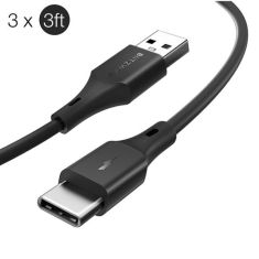 3 x BlitzWolf BW-TC14 3A USB Type-C Charging Data Cable Black 3ft/0.91m For Oneplus 6T Xiaomi Mi8 Pocophone f1 S9