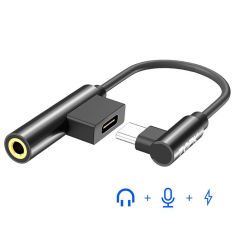 TOPK 2 in 1 USB Type C to 3.5mm Jack Elbow Adapter Type-C OTG Splitters for Xiaomi Mi 9 8 Huawei Mate 20 P30 Pro for Samsung S10