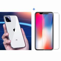 Baseus Ultra-thin Transparent Soft TPU Protective Case + Bakeey Anti-explosion Tempered Glass Screen Protector for iPhone 11 Pro Max 6.5 inch