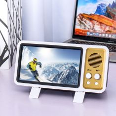 Retro TV Design 3D Phone Screen Magnifier Mini bluetooth Speaker Cell Phone Holder