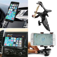 Universal 360 Rotating Car CD Slot Phone Mount Bracket Holder with Clip for Mobile Cell Phone GPS