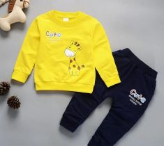 Christmas 1-4 Years Old Kids Winter Clothes Giraffe Printed Boys T-shirt Set - children's winter outfits