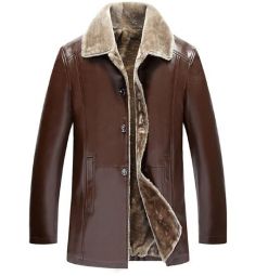 Winter Fur Leather Jacket For Men Plus Size Suede Leather Jackets Faux Fur