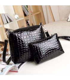 Women's Artificial Leather Embossed Messenger Bags 2pcs/set Clutch Shoulder/Hand Bag