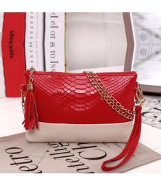 Women Synthetic Leather Tassel Clutch Bag