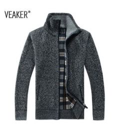 Winter Men's SweaterCoat Faux Fur Wool Sweater Jackets Men Zipper Knitted Thick Coat 