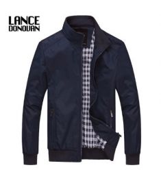 Solid color Casual Jacket Men Spring Autumn Outerwear Mandarin Collar Clothing