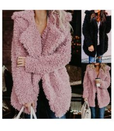 Outerwear & Coats Jackets fashion Womens Ladies Warm Artificial Wool Lapel Winter coats
