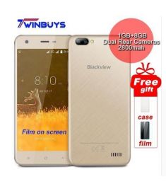 Original Blackview A7 Smartphone Android 7.0 Dual Rear Cameras MT6580A Quad Core 5.0" 1GB+8GB 2800mah 5MP 3G WCDMA Mobile Phone
