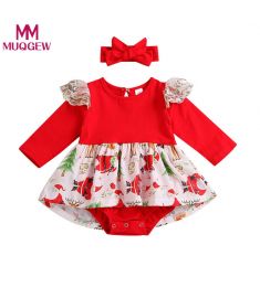 MUQGEW Newborn Baby Boy Lace Romper Bodysuit Tutu Dress
