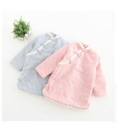 Chinese Style Solid Girls Dresses Baby Girl Winter Thickening Cheongsam Dress