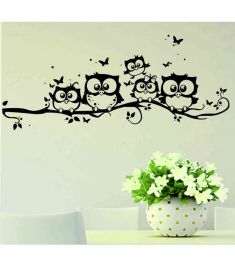 Cute Cartoon Owl tree bridge wall stickers