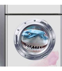 Shark fish submarine portholes wall stickers