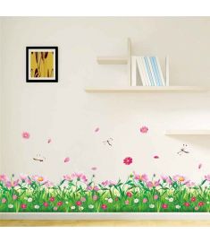 Nature Colorful Flowers Grass Wall Sticker Home Decor