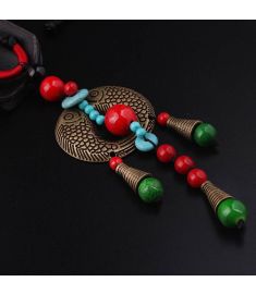 new fashion ethnic necklace,double fish long sweater necklace jewelry, handmade braided turquoise vintage necklace