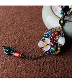 fashion Chinese wind ethnic jewelry nature stones vintage necklace ,new ethnic agate necklace,handmade glass glazed necklace