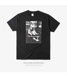 INFLATION 2017 Latest t shirts Men Printed t shirts Graffiti Printing Round Collar Short Sleeve T-shirt Black Shirt For Men