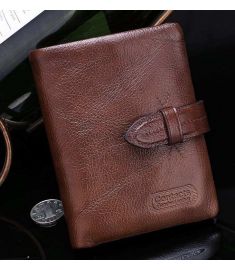 Brown Design Male Cowhide Short Wallet Leather Casual Retro Men Wallets