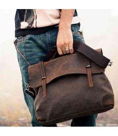 Designer Brand  Man's  casual Vintage Canvas Leather Bags
