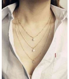 Bohemia 3 Layer Chain Link Rhinestone Necklace