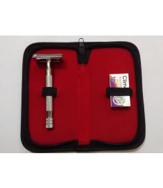 DOUBLE EDGE SAFETY RAZOR, STRAIGHT CUT, EXTRA LONG HANDLE, CHROME 23C