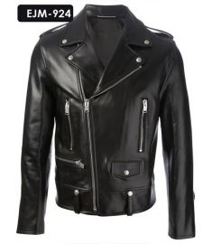 MEN’S GENUINE LEATHER CLASSIC BIKER JACKET (REJM-924)-Medium