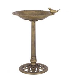 Antique Gold Freestanding Pedestal Bird Bath Feeder