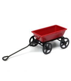 Dollhouse Metal Miniature Toy Red Small Pulling Cart Garden Furniture Accessories