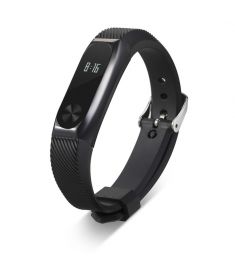 Replacement 14mm Rubber Strap Metal Case  Bracelet Wristband for Xiaomi Miband 2