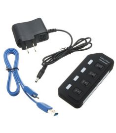 4 Ports USB 3.0 Super Speed Hub with On Off Switch AC Power Adapter For Mac OS Linux Systems