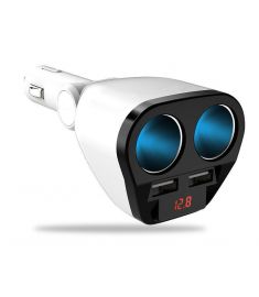 12V 2.4A Cigarette Lighter Dual USB 2 Way Car Socket Power Charger Adapter for Cell Phone