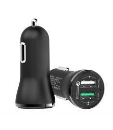 CC-37 Dual USB Black Car Charger 2.4A Fast ChargeFor Xiaomi Samsung Huawei iPhone iPad